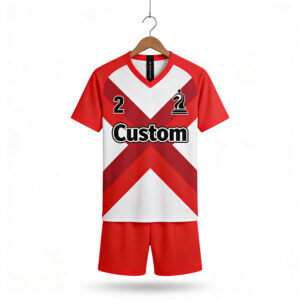 cjh (20) Quality Custom Pure RED and White Color Blocking Team Football Jerseys Sets