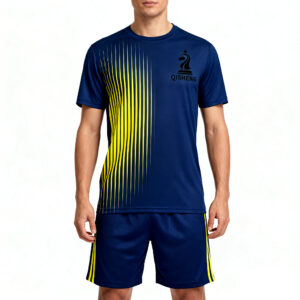 球服反推与改写-(11) 25-26 Collection Blue and yellow color-blocked stripes Casual Sports Tracksuit Custom