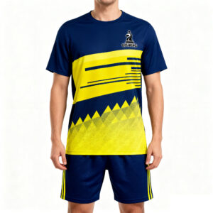 球服反推与改写-(16) 25-26 Collection Blue and yellow color-blocking stripes Casual Sports Tracksuit