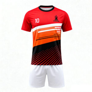2025-2026 Collection Red and orange color blocking with black and white stripes Casual Sports Tracksuit
