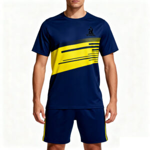 球服反推与改写-(4) 2025-2026 Collection Blue, Yellow & Black Color Blocking Casual Sports Tracksuit