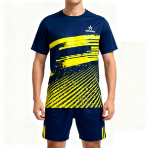 球服反推与改写-(6) 2025-2026 Collection Blue and yellow color-blocked stripes Casual Sports Tracksuit