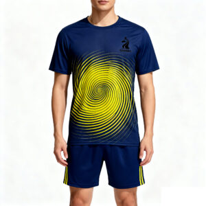 球服反推与改写-(9) 2025-2026 Collection Blue and yellow color-blocking stripes Casual Sports Tracksuit